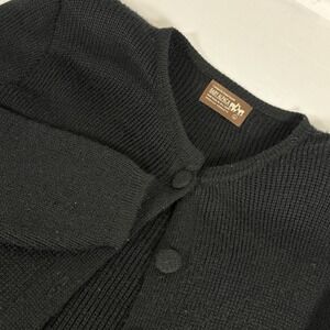 Peruvian Products Baby Alpaca black knit midi-length sweater coat w/ buttons L